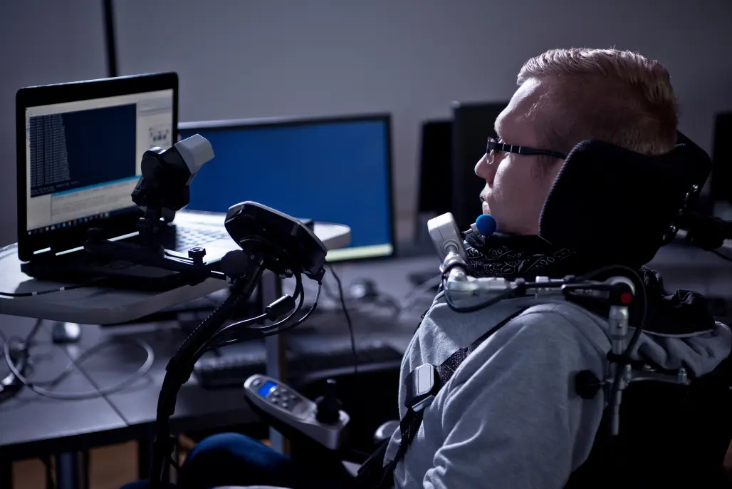 disabled man using computer